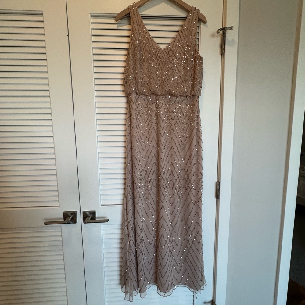 Anthropologie/BHLDN Sparkling Sequin Maxi Dress in Taupe